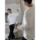 WIAOFELLAS  -  American Sweatshirt Black Round Neck Cotton Long-sleeved T-shirt Men's Inner Bottom Shirt Autumn and Winter Comfortable Pullover