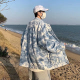 WIAOFELLAS  -  Tie-dye Street Denim Jacket Men's Trendy Brand Loose and Handsome Top Washed Work Jacket