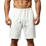 Wiaofellas  -  Men Solid Drawstring Straight Sports Shorts Summer Breathable Loose Cotton Quick Dry Five Point Casual Pants Cross Border New