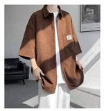 WIAOFELLAS  -  Fashion Men's Solid Color Pocket Design Short Sleeves Blouse Trendy Single-breasted Lapel Casual Shirts Male Summer