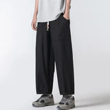 WIAOFELLAS  -  Summer Cotton Casual Pants Men Oversized Wide Leg Pants Men Japanese Streetwear Hip-hop Loose Straight Pants Men Trousers M-3XL