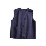WIAOFELLAS  -  Men's Japanese Casual Vest, Retro Workwear Style, 100% Cotton Pocket Detail, Loose Fit for Outdoor and Cafe Work