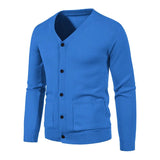 WIAOFELLAS  -  Men's V-ne Knitted Cardigan Sweater Autumn Faion Slim Fit Long Sve Busin Casual Sle Breathable Skin-friendly Soli...