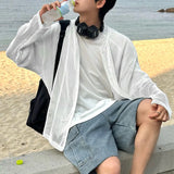 WIAOFELLAS  -  Men Shirt Mesh Transparent Long Sleeve Zipper Korean Oversize Men Clothing Streetwear Fashion Tops Male Cardigan