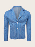 WIAOFELLAS  -  Fall Fashion Yarn Dyed Stripe Blazer Coat Men British Style Business Casual Suit jacket Thin Loose High Quality Tops Male