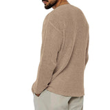 Wiaofellas  -  Autumn And Winter New Men's Solid Color V-Neck Long-Sleeved Sweater Fashion Trend Simple Casual Loose Breathable Men's Tops