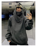 WIAOFELLAS  -  autumn and winter styles with plush and thickened high neck hooded, niche social anxiety, loose fitting, trendy men,