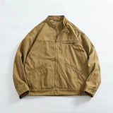 WIAOFELLAS  -  Classic vintage button-down biker jacket top men's youth cotton khaki do old wash cargo coat trend