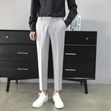 WIAOFELLAS  -  Size 27-36 Men Pants Ankle Length Spring Summer Autumn Fashion Casual Cotton Slim Straight Long Chinos Slacks Business Black