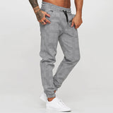 Wiaofellas  -  New Casual Mens Plaid Printed Pants Spring Autumn Fashion Drawstring Lace-up Pants Sports Fitness Men Running Jogging Pants
