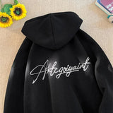 Wiaofellas  -  Men's High Street Letter Print Hoodies New Casual Oversized Aesthetic Hooded Sweatshirts Man Y2K Vintage Long Sleeve Hoodie