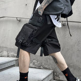 Wiaofellas  -  Cargo Pants Multi-pockets Tooling Pant Harajuku Men's Vintage Loose Wide Leg Pants Streetwear Casual Hip-hop Mopping Shorts