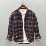 Wiaofellas  -  Classic Long Sleeve Red Plaid Shirt Men Spring Fall Daily Loose Casual Shirts 4XL Pure Cotton Button Up Shirt Men Fashion Top