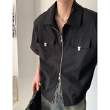 WIAOFELLAS  -  Mens Shirts Summer New Cool Style Designed High-end Niche Fashionable Americian Street Loose Casual Short-sleeved Shirt