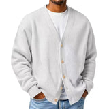 WIAOFELLAS  -  New Men's Casual Long Sleeve Sweater Cardigan V-neck Loose Top Autumn Winter Fashion Versatile Jacket For Male Knitted Coats