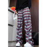 WIAOFELLAS  -  casual pants  men New Autumn Men Plaid Pants Loose Straight Leg Casual Trousers Trendy Youth Fashion Comfortable