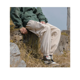 WIAOFELLAS  -  Men's Clothing Spring Autumn Solid Color Elastic High Waisted Pockets Fashionable Casual Trousers Bloomers Cargo Cropped Pants