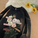 WIAOFELLAS  -  Vintage Floral Graphic Men Sweatshirt Spring Autumn Gothic Round Neck Pullover Hip Hop Streetwear Y2k Sweatshirts