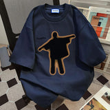 WIAOFELLAS  -  American Vintage Men's New Pullover O-Neck Patchwork Printing Letters Fashion Elegant Loose Fitting Short Sleeved Tops