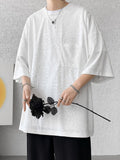 Wiaofellas - Men Oversized Streetwear Cotton Solid Color T Shirts Summer Mens Japanese Fashions Harajuku T-Shirt Male Vintage Tees E168