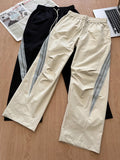 WIAOFELLAS  -  adient ey Sports Casual Pants Men Women Qui Dry Breathable Autumn Fce Straight Leg Pants Splice Color Blo