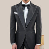 Wiaofellas  -  Black Formal Men Suits for Wedding Two Pieces Groom Tuxedo Fashion Peak Lapel Male Suit Slim Fit Costume Homme