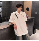 WIAOFELLAS  -  Men's Denim Shorts Back Letter Embroidery American Style Washing Straight Contrast Color Wide Leg Male Jeans Summer