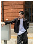 WIAOFELLAS  -  retro color-blocking lapel jacket men's autumn new versatile loose casual shoulder pad workwear short jacket top