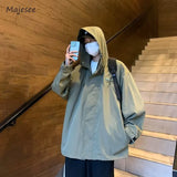 WIAOFELLAS  -  Autumn Jackets Men Chic Baggy Japanese Style Outdoor Hooded Males Overcoats All-match High Street Windproof Long Sleeve College