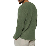 Wiaofellas  -  Autumn And Winter New Men's Solid Color V-Neck Long-Sleeved Sweater Fashion Trend Simple Casual Loose Breathable Men's Tops