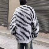WIAOFELLAS  -  Hong Kong style lazy striped contrasting sweater for men in autumn and winter fashion brand versatile casual loose jacket