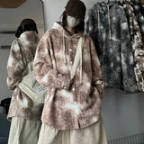 WIAOFELLAS  -  Autumn Winter Warm Woolen Hooded Shirt Coats for Unisex Streetwear Hip Hop Buttons Up Thicken Loose Men Hoodies Jacket Plus Size