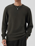 Wiaofellas  -  Leisure Pure Color Knitted Bottoming Tops Mens Spring Autumn Casual O Neck Long Sleeve Jumpers Men Fashionable Knitting T-shirts