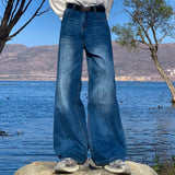 WIAOFELLAS  -  American street fashion men and women spring and autumn personalized straight leg jeans couple loose retro casual pants y2k