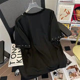 WIAOFELLAS  -  American Style Short-sleeved T-shirt for Men's Summer Top Metal Buttons and Versatile Casual Loose Pullover