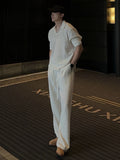 WIAOFELLAS  -  Lightweight Breathable White Linen Cotton Wide Leg Knife Pants Men Summer Casual Loose Fit Straight Leg Elastic Waisand