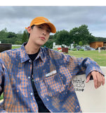 WIAOFELLAS  -  Gradient Color Long Sleeved Shirt for Men New Hong Kong Style Loose Fitting Shirt American Trend Jacket British Yuppie Men's