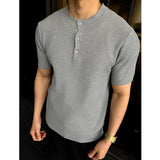 Wiaofellas  -  Summer Linen Lyocell Knitted Short Sleeve T-shirt Solid Color Casual Business T-shirts Breathable Elastic Round Neck Tee