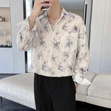 WIAOFELLAS  -  Sexy See-through Thin Lace Floral Shirts for Men Flower Embroidery Long Sleeve Men's Shirt Plus Size Club Party Mens Clothing
