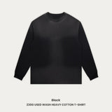 WIAOFELLAS  -  Vintage Men's Long Sleeved T-shirt Washed Loose Men's Autumn Pullover Outfit Unisex Pure Cotton 230g High Street Trendy T-shirt