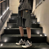 Wiaofellas  -  Men's New Style Spliced button Zipper Pockets Fashionable Loose Versatile Casual Denim Shorts