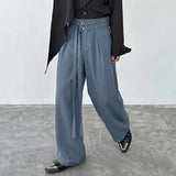 Wiaofellas  -  Men's Pants Solid Color High Waist Joggers Loose Wide Leg Trousers For Man Streetwear Fashion Casual Male Pants