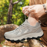 WIAOFELLAS  -  Large Size Mesh Surface Breathable Solid Color Outdoor Series Grip Wear-resistant Men's Lace-up Soft Sole Casual Hiking Shoes