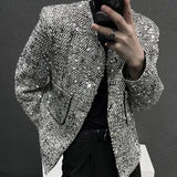 Wiaofellas  -  Mens Fish Scale Sequin Stage Performance Jacket Autumn Winter Genderless Fashion Youth Trendy Nightclub Jacket Unisex