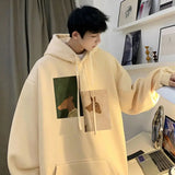 WIAOFELLAS  -  Plush American Hoodie Men's Autumn and Winter Hooded Jacket for Teenagers Loose High Street Versatile Clothes