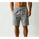 Wiaofellas  -  Men American Summer Linen Shorts Thin Cotton Linen Loose Plus Size Casual Five Inch Drawstring Shorts