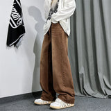 Wiaofellas  -  Brown Baggy Jeans Men Fashion Casual Vintage Jeans Men Streetwear Hip-hop Loose Straight Jeans Mens Retro Denim Trousers M-3XL