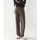 Wiaofellas  -  Men's Casual Straight Leg Pants Spring Autumn Drapey Loose Fit Faionable Versatile Long Trousers Youthful ular Sle