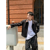 WIAOFELLAS  -  retro color-blocking lapel jacket men's autumn new versatile loose casual shoulder pad workwear short jacket top