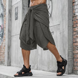 Wiaofellas  -  Men Pants Solid Color Lace Up Loose Joggers Casual Calf-length Pants For Man Streetwear Fashion Trousers Pantalones